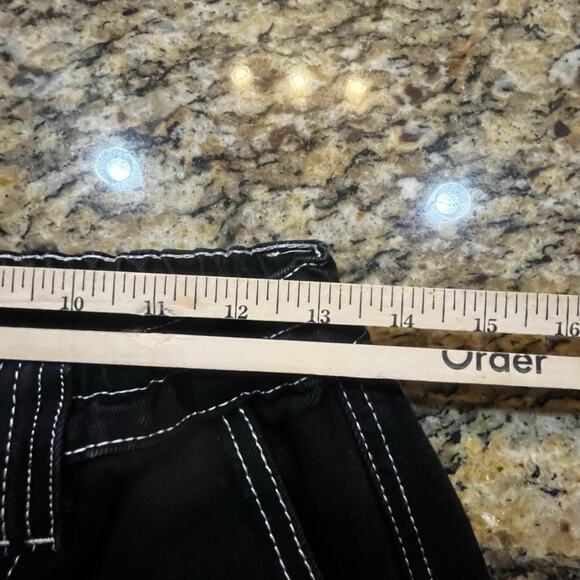 Fashion Nova Cargo Pants Womens 5 Black Utility Baggy Contrast Stitch Streetwear - Picture 6 of 8